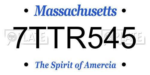 7TTR545 Massachusetts License Plate