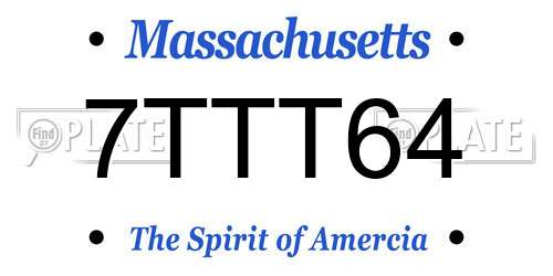 7TTT64 Massachusetts License Plate