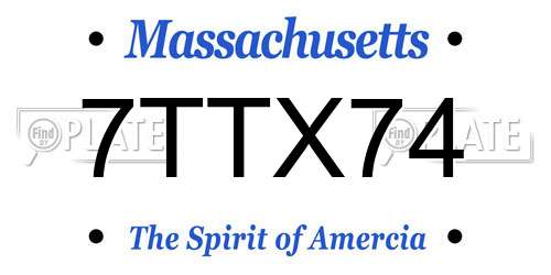 7TTX74 Massachusetts License Plate
