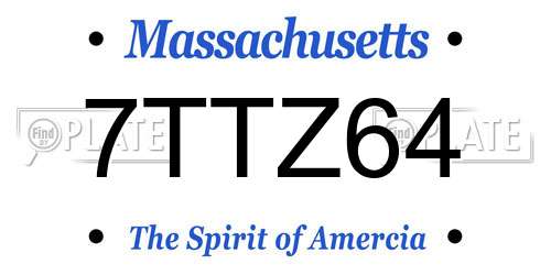 7TTZ64 Massachusetts License Plate