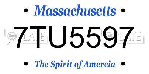 7TU5597 Massachusetts License Plate