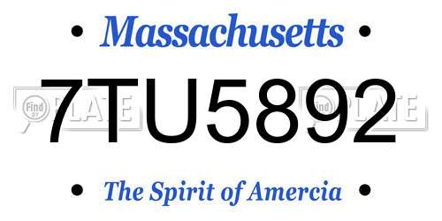 7TU5892 Massachusetts License Plate