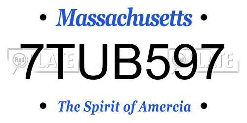 7TUB597 Massachusetts License Plate