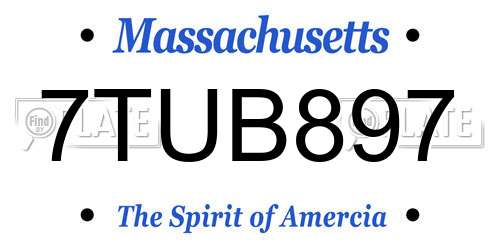 7TUB897 Massachusetts License Plate