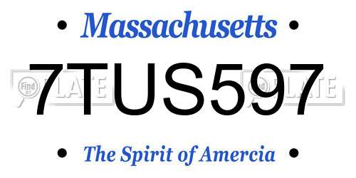 7TUS597 Massachusetts License Plate