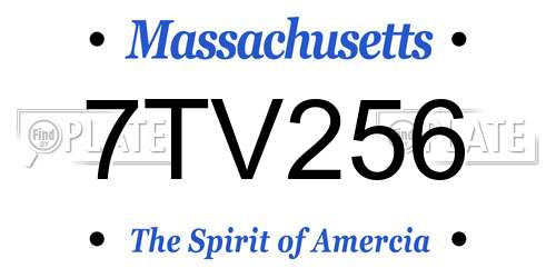 7TV256 Massachusetts License Plate