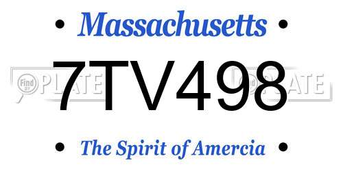 7TV498 Massachusetts License Plate