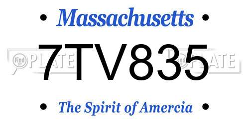 7TV835 Massachusetts License Plate