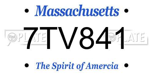 7TV841 Massachusetts License Plate