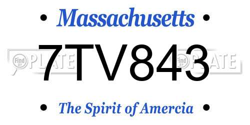 7TV843 Massachusetts License Plate