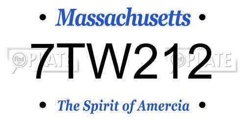 7TW212 Massachusetts License Plate