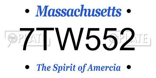 7TW552 Massachusetts License Plate
