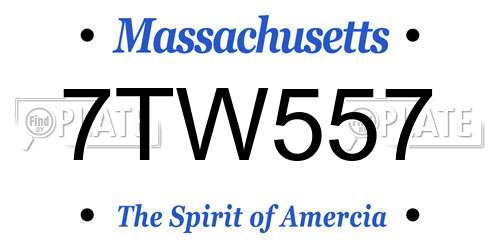 7TW557 Massachusetts License Plate