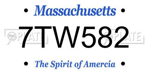 7TW582 Massachusetts License Plate