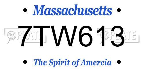 7TW613 Massachusetts License Plate