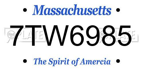 7TW6985 Massachusetts License Plate