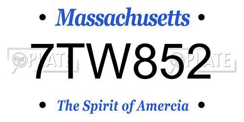 7TW852 Massachusetts License Plate