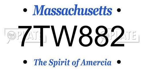 7TW882 Massachusetts License Plate