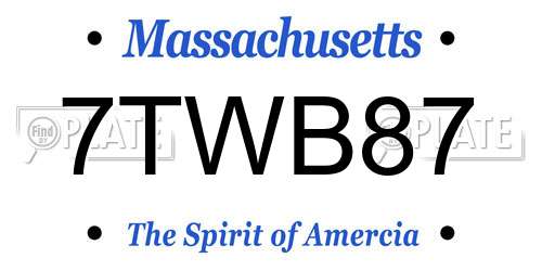 7TWB87 Massachusetts License Plate