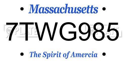 7TWG985 Massachusetts License Plate