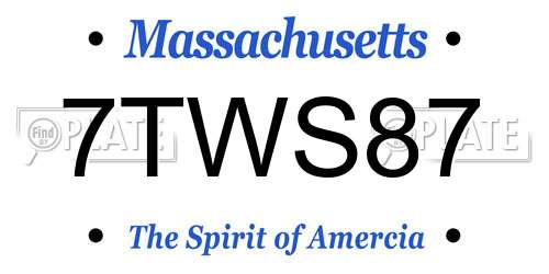7TWS87 Massachusetts License Plate