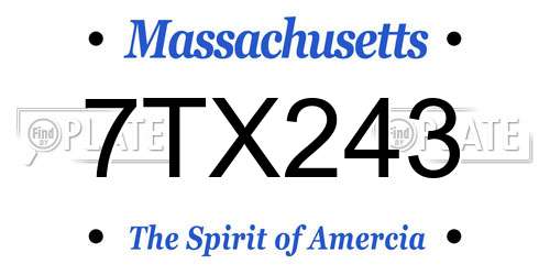 7TX243 Massachusetts License Plate