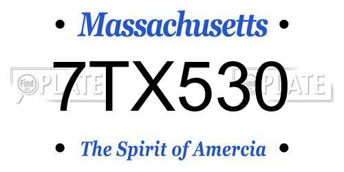 7TX530 Massachusetts License Plate