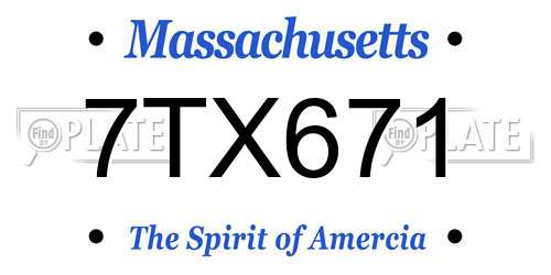7TX671 Massachusetts License Plate