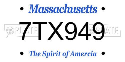7TX949 Massachusetts License Plate