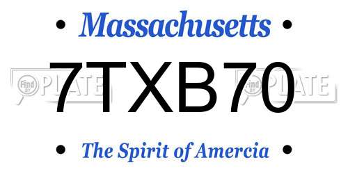 7TXB70 Massachusetts License Plate