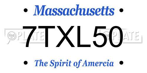 7TXL50 Massachusetts License Plate