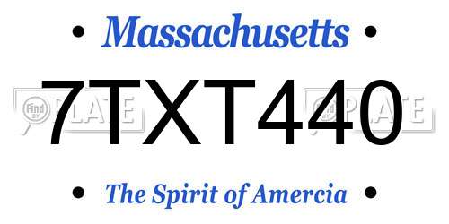 7TXT440 Massachusetts License Plate