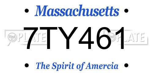 7TY461 Massachusetts License Plate