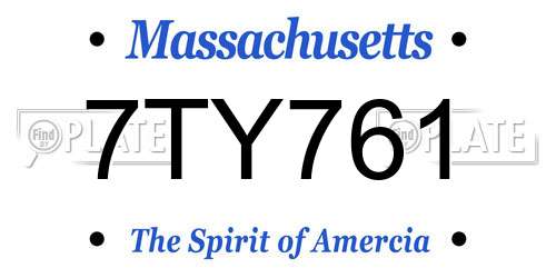 7TY761 Massachusetts License Plate