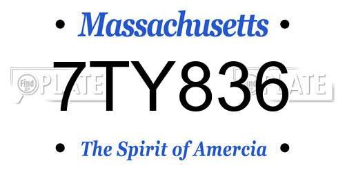 7TY836 Massachusetts License Plate