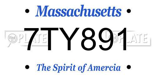 7TY891 Massachusetts License Plate