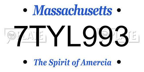 7TYL993 Massachusetts License Plate