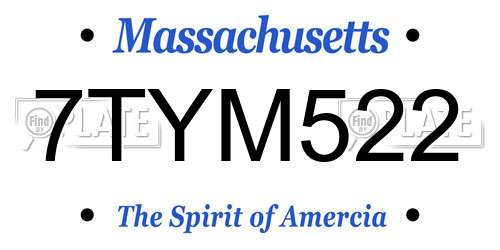 7TYM522 Massachusetts License Plate