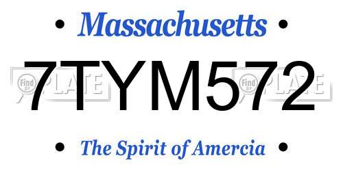 7TYM572 Massachusetts License Plate