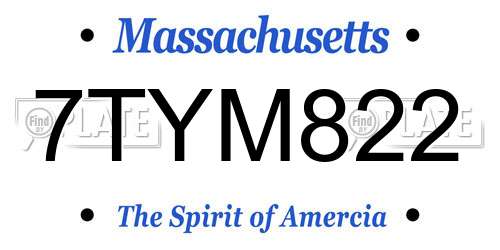 7TYM822 Massachusetts License Plate