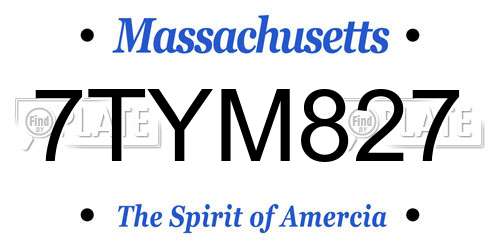 7TYM827 Massachusetts License Plate