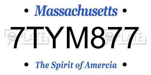 7TYM877 Massachusetts License Plate