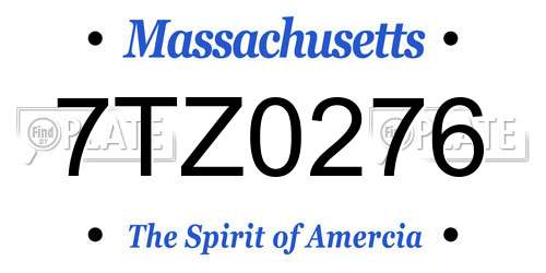 7TZ0276 Massachusetts License Plate