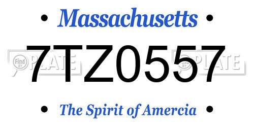7TZ0557 Massachusetts License Plate