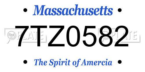 7TZ0582 Massachusetts License Plate