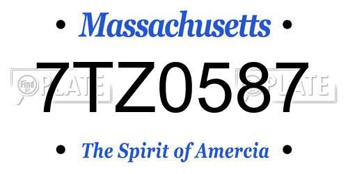 7TZ0587 Massachusetts License Plate