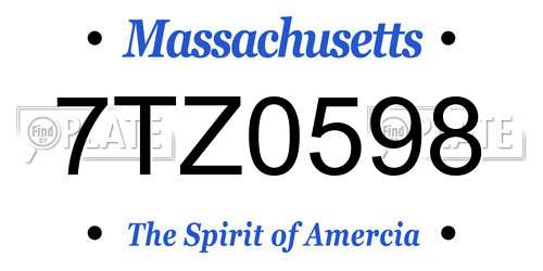 7TZ0598 Massachusetts License Plate