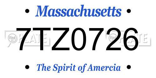 7TZ0726 Massachusetts License Plate