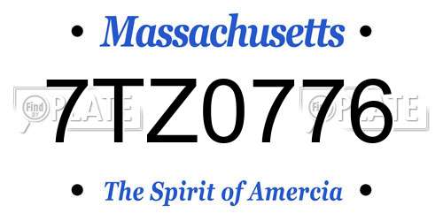 7TZ0776 Massachusetts License Plate