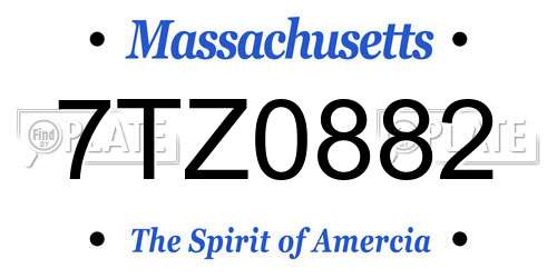 7TZ0882 Massachusetts License Plate